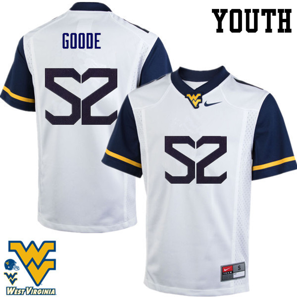 Youth #52 Najee Goode West Virginia Mountaineers College Football Jerseys-White - Click Image to Close